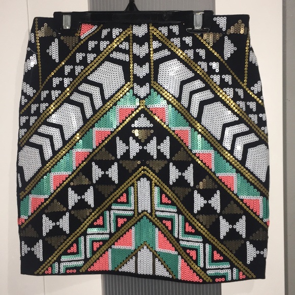 Multicolor Sequin Express mini skirt. - Picture 2 of 4